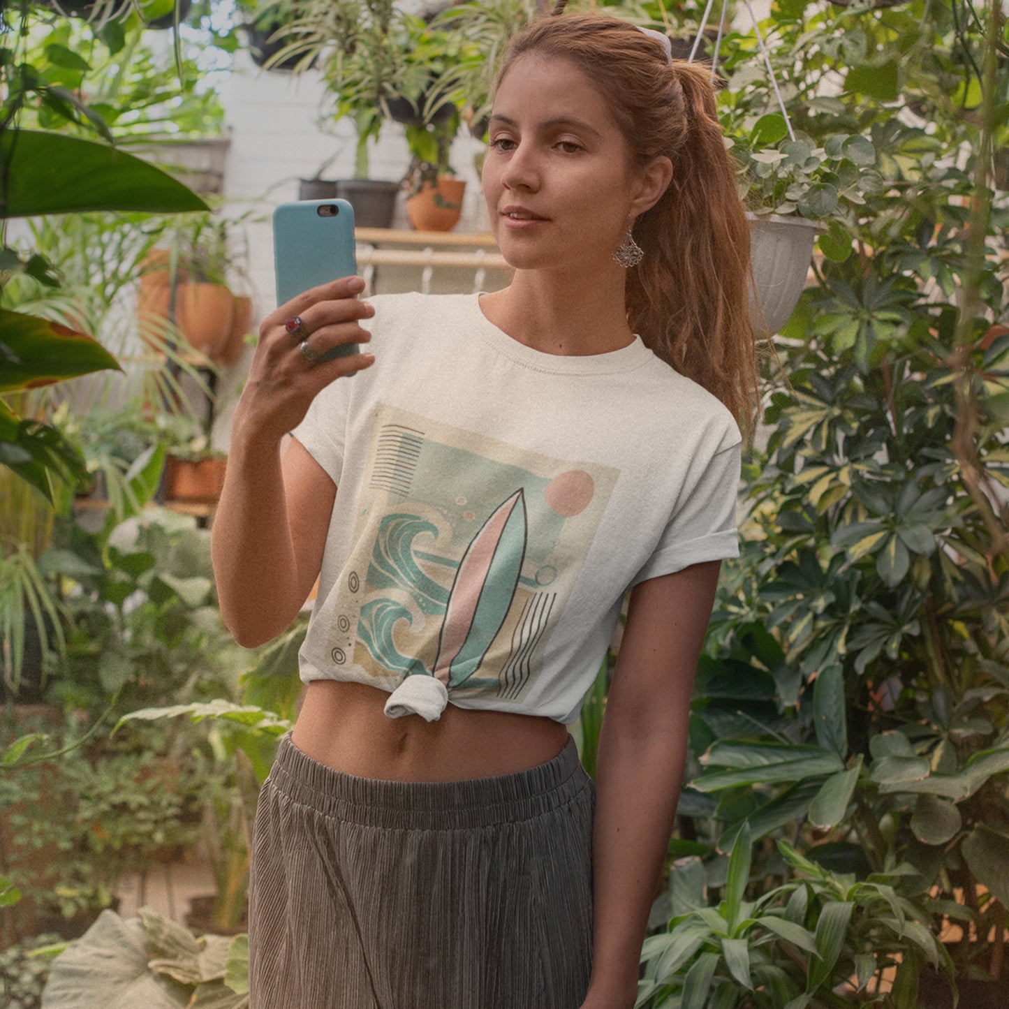 Retro Style Surfing Poster Color Washed T-Shirt