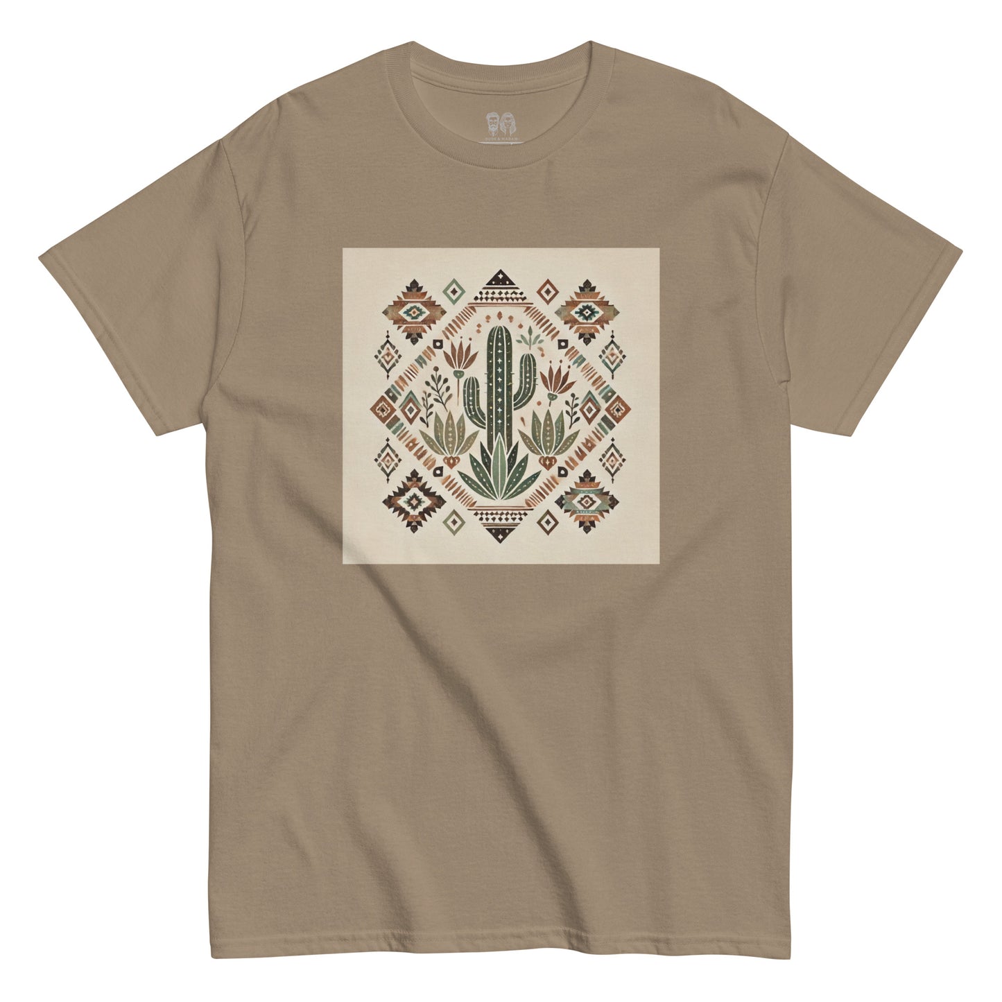 Brown Boho-chic cactus shirt Desert vibes Geometric Tribal print t-shirt