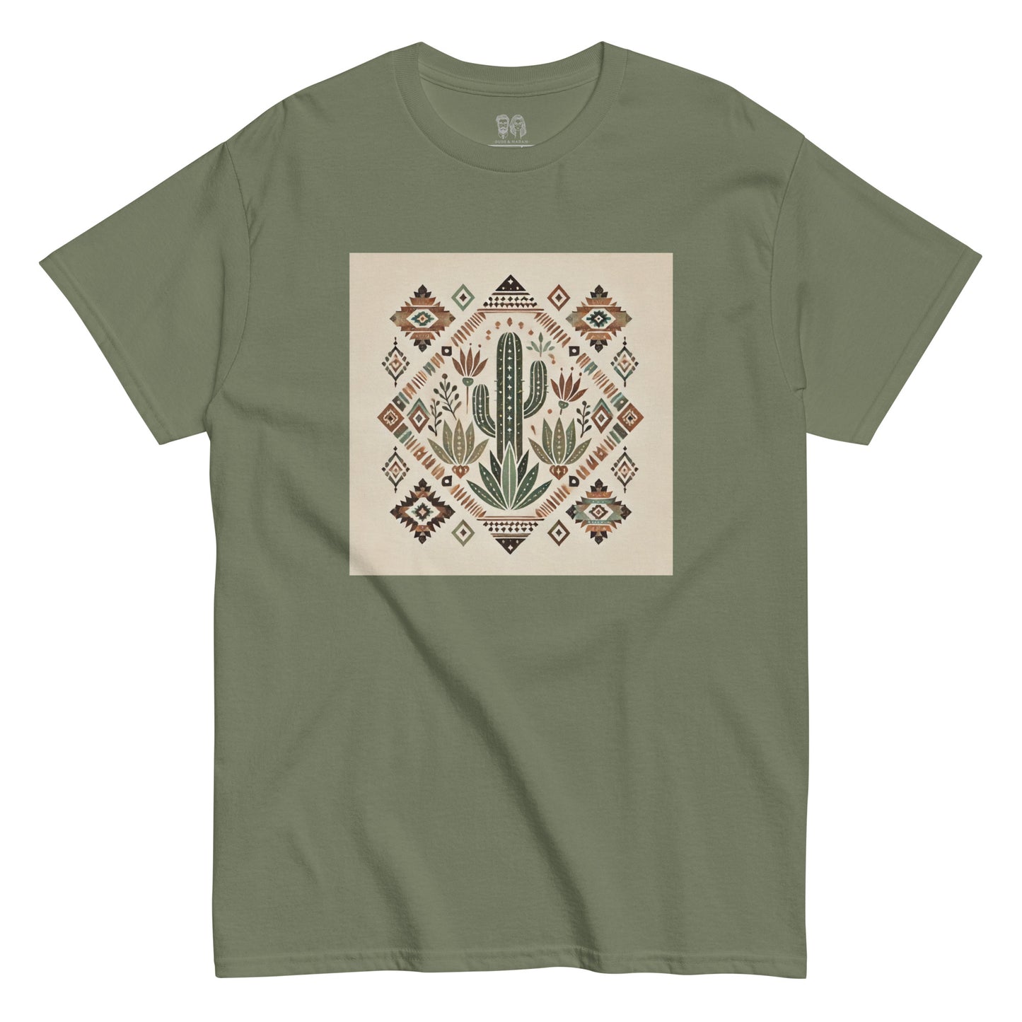 Green Women's cactus t-shirt Aztec patterns tee