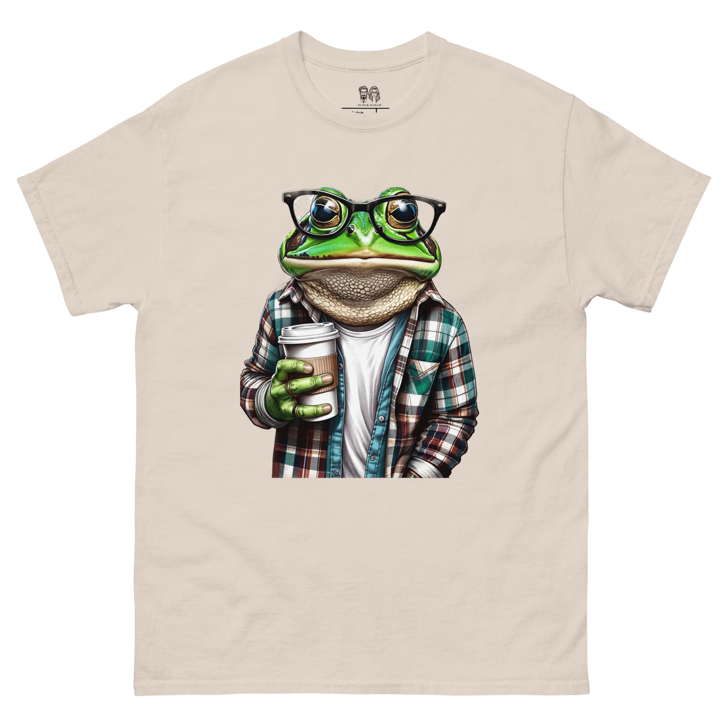 Natural color t-shirts with a print of a toadfor dudes