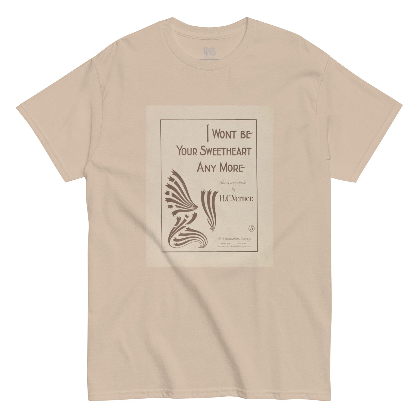 Natural Beige color tee with a crew neckline and a print saying I wont be your sweetheart anymore