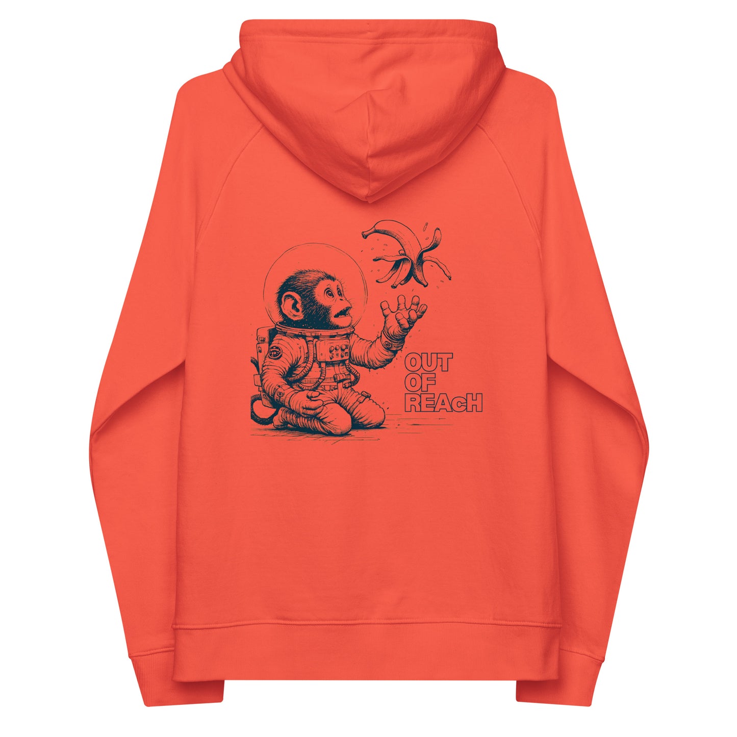 Space Monkey Banana Out Of Reach Eco Raglan Hoodie