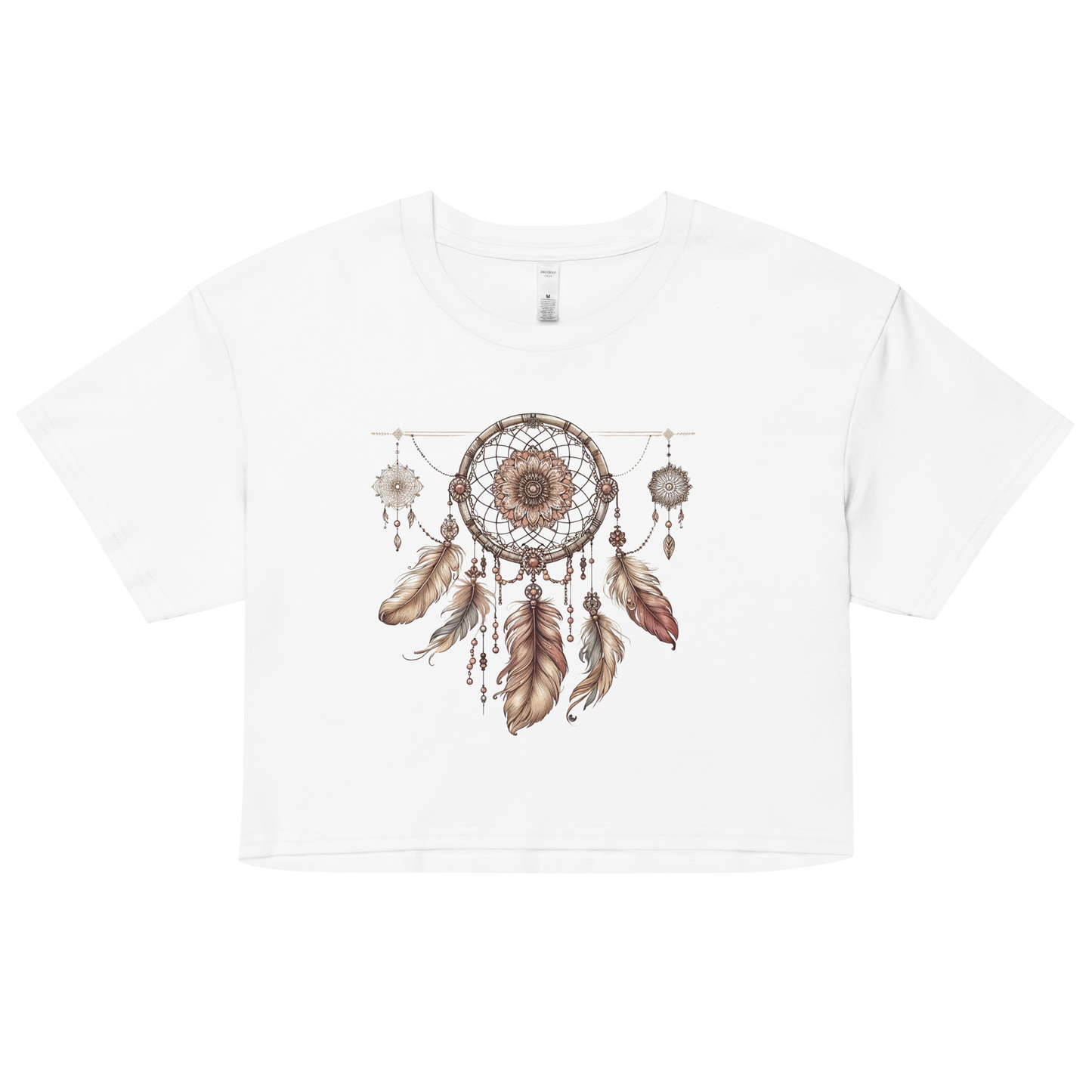 White crop top with a beautiful boho chic dream catchers design 